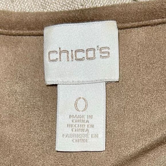 New Chico's Blazer Women's Size 0 (S) Brown & Cream Lace Open Front Suit Jacket - Picture 9 of 11